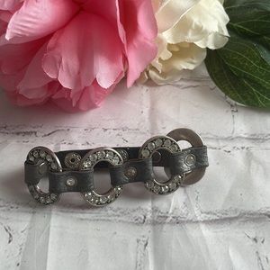 Premier Designs leather band  oval crystals bracelet